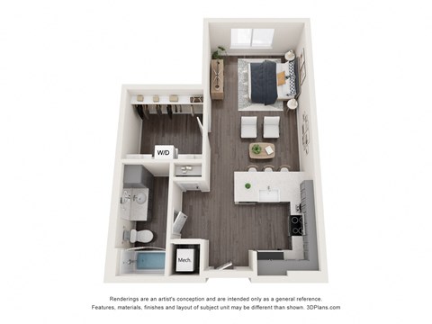 a 1 bedroom floor plan with a bathroom and a balcony